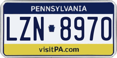 PA license plate LZN8970