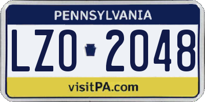 PA license plate LZO2048