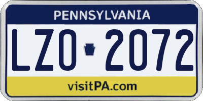 PA license plate LZO2072