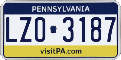 PA license plate LZO3187