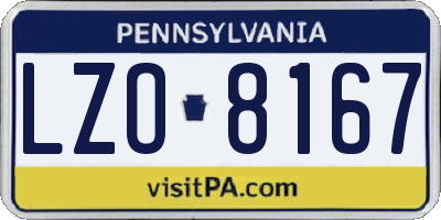 PA license plate LZO8167