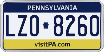PA license plate LZO8260