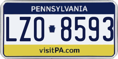 PA license plate LZO8593