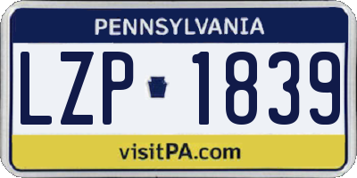 PA license plate LZP1839