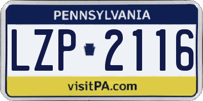 PA license plate LZP2116