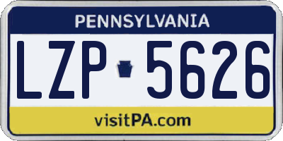 PA license plate LZP5626