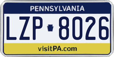 PA license plate LZP8026