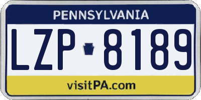 PA license plate LZP8189