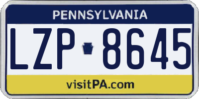 PA license plate LZP8645