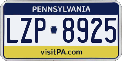 PA license plate LZP8925