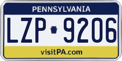PA license plate LZP9206