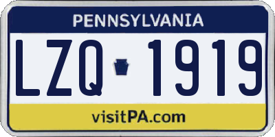 PA license plate LZQ1919