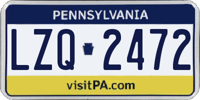 PA license plate LZQ2472
