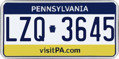 PA license plate LZQ3645