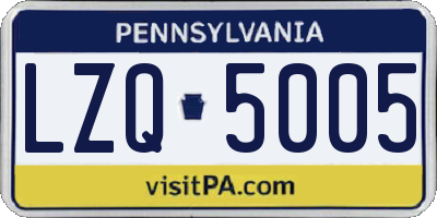 PA license plate LZQ5005