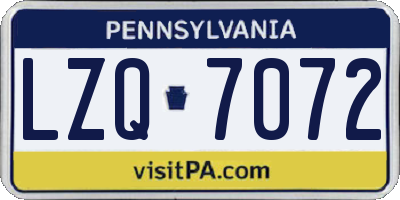 PA license plate LZQ7072
