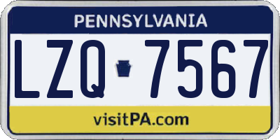PA license plate LZQ7567