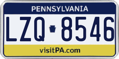 PA license plate LZQ8546