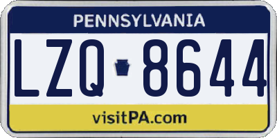 PA license plate LZQ8644