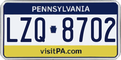 PA license plate LZQ8702