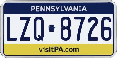 PA license plate LZQ8726