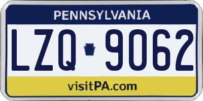 PA license plate LZQ9062