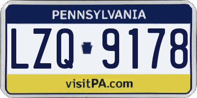 PA license plate LZQ9178