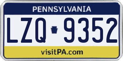 PA license plate LZQ9352