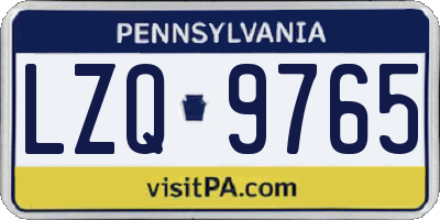 PA license plate LZQ9765