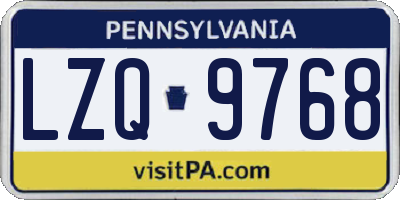 PA license plate LZQ9768