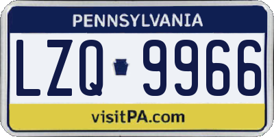 PA license plate LZQ9966