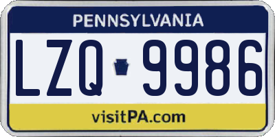 PA license plate LZQ9986