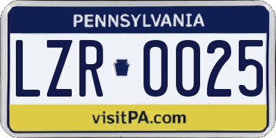 PA license plate LZR0025