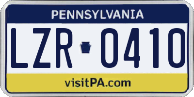 PA license plate LZR0410