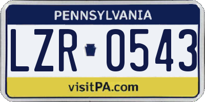 PA license plate LZR0543