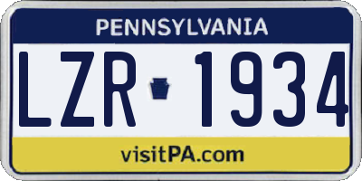 PA license plate LZR1934