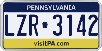 PA license plate LZR3142