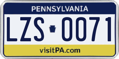 PA license plate LZS0071