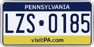 PA license plate LZS0185