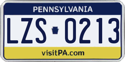 PA license plate LZS0213