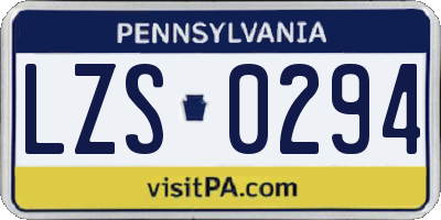 PA license plate LZS0294