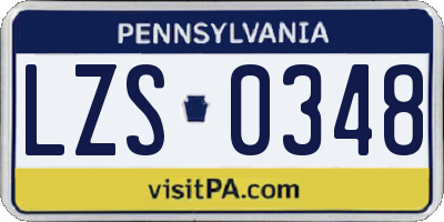 PA license plate LZS0348