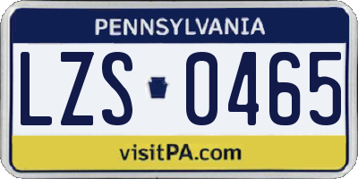 PA license plate LZS0465