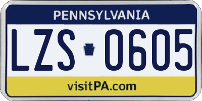 PA license plate LZS0605