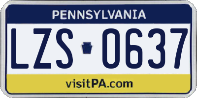 PA license plate LZS0637