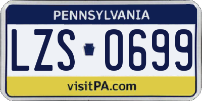 PA license plate LZS0699