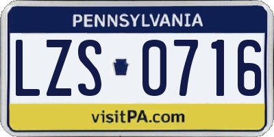 PA license plate LZS0716