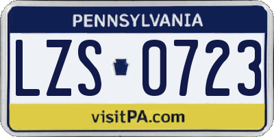 PA license plate LZS0723