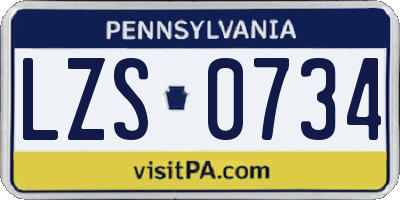 PA license plate LZS0734