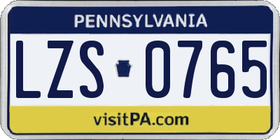 PA license plate LZS0765
